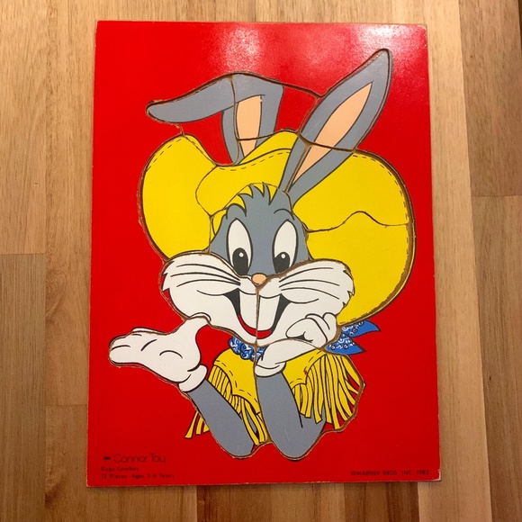 Vintage Bugs Bunny cowboy wood puzzle - Picture 1 of 1